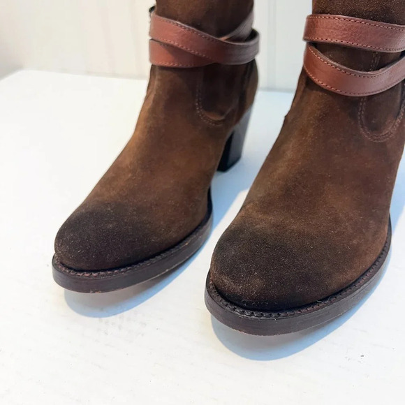 Frye Slouchy Suede Knee High Buckle Western Bohemian Block Heel Boots 7 NWOT - Picture 6 of 13